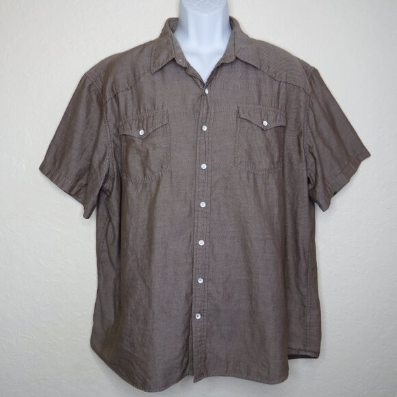 Old Navy* Men's Short Sleeve Button Down Curved Hem Chest Pocket Shirt~ Size XXL - Picture 1 of 11